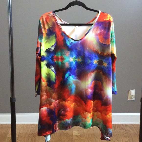 L/XL Shoreline colorful art swim coverup/long tunic - Picture 1 of 16